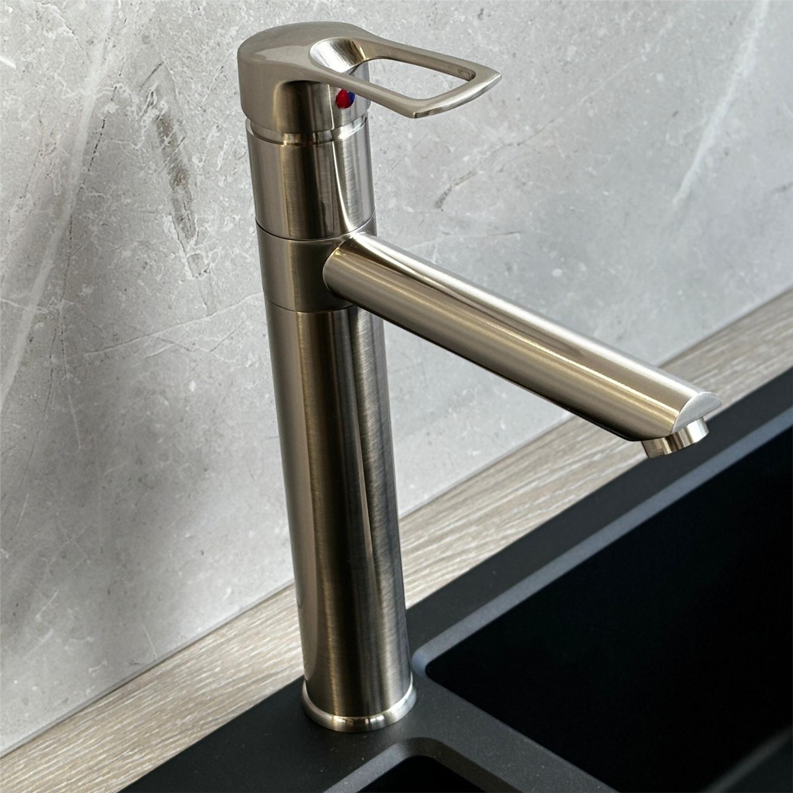 Liquida W16BN Single Lever 360 Degree Swivel Spout Brushed Nickel Kitchen Tap